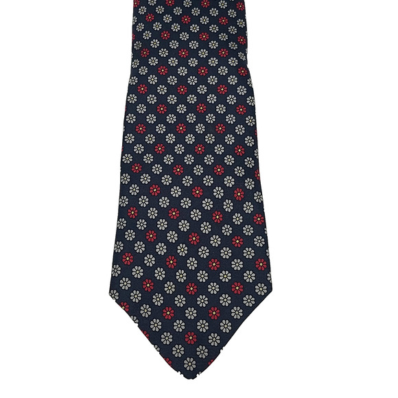 Stix Baer & Fuller Silk Necktie Navy White Red Flowers 57" - Picture 3 of 5
